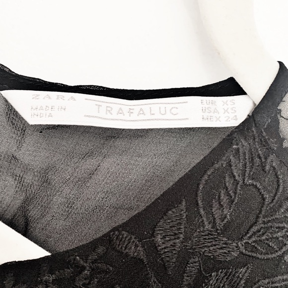 NWOT Zara Sheer Black Flowy Blouse - Picture 3 of 4